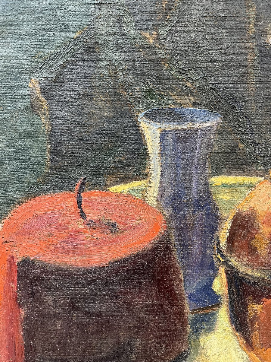Y Farge, Still Life, 20th Century, Oil On Canvas, Signed, 65x54 Cm, Unframed-photo-3