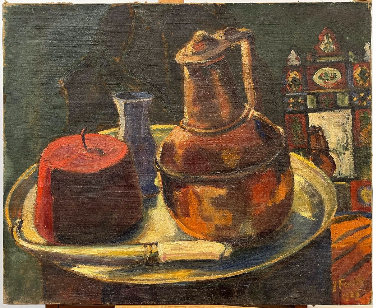 Y Farge, Still Life, 20th Century, Oil On Canvas, Signed, 65x54 Cm, Unframed