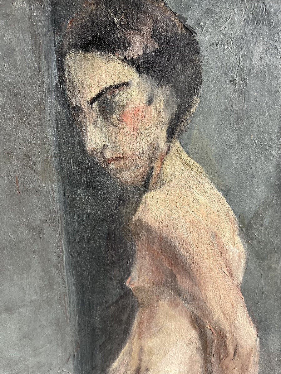 Nu féminin recto/verso, fin XIXe, non signé, huile sur toile, 73x50cm, sans cadre-photo-3