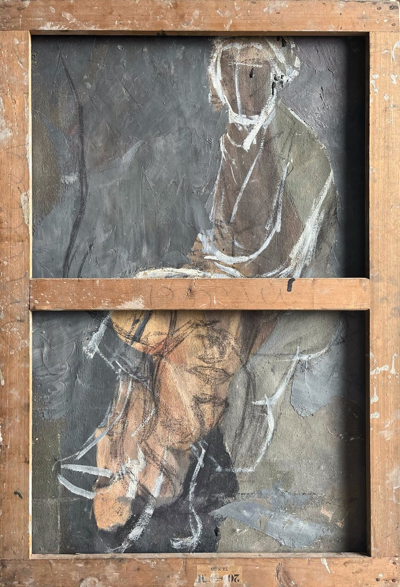 Nu féminin recto/verso, fin XIXe, non signé, huile sur toile, 73x50cm, sans cadre-photo-4
