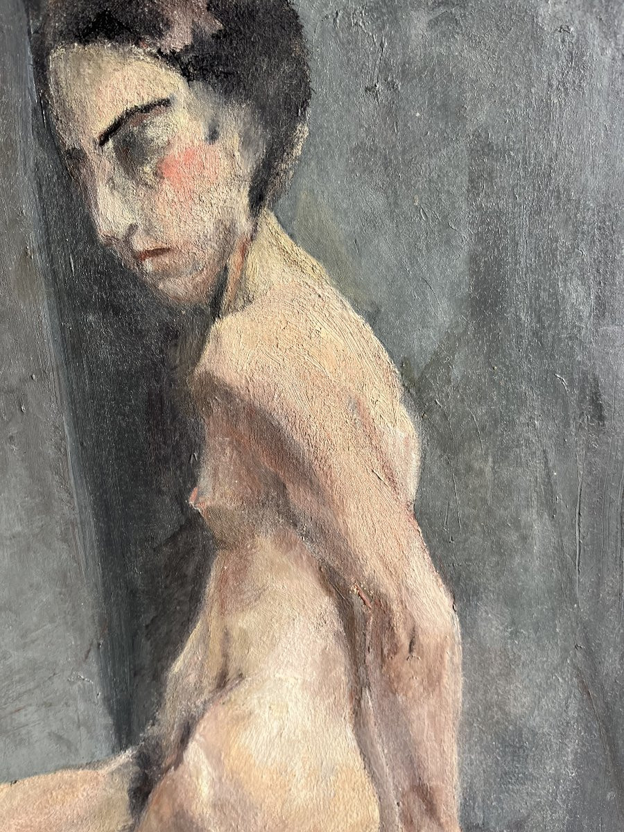 Nu féminin recto/verso, fin XIXe, non signé, huile sur toile, 73x50cm, sans cadre-photo-1