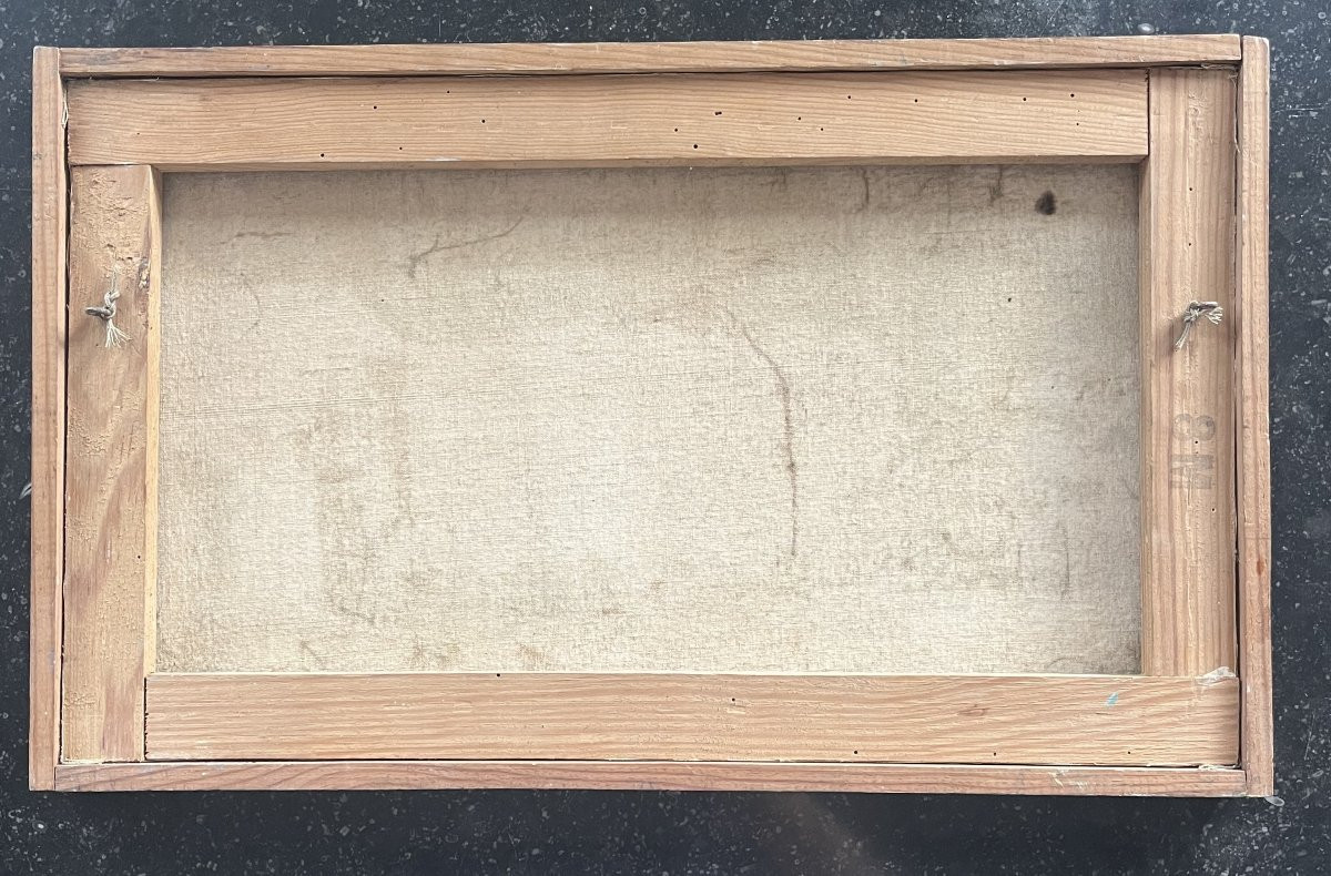 Landscape With Boat, Signed Mady, 1959, Oil On Canvas, 29.5 X 48 Cm, With Frame -photo-4