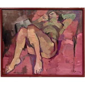 Reclining Nude Woman - Oil On Canvas Signed Jean Dulac