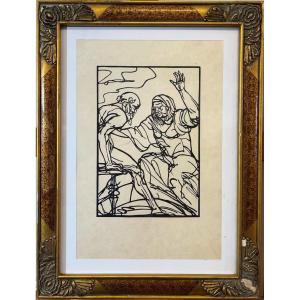 E Bernard (1868-1941), Plate From The Odyssey Suite, 1930, Engraved Wood, 46x36cm, With Frame