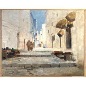 Alley Of The Maghreb, E.destuyos, Oil On Canvas, 20th Century, 32.5x40.5cm, Unframed