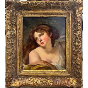 Portrait De Femme (marie Madeleine ?), XIXe, Non Signé, Huile Sur Toile, 65x57cm, Avec Cadre