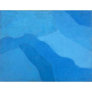 Paysage, signé Michel Fabre, huile sur toile, 61 x 46 cm sans cadre