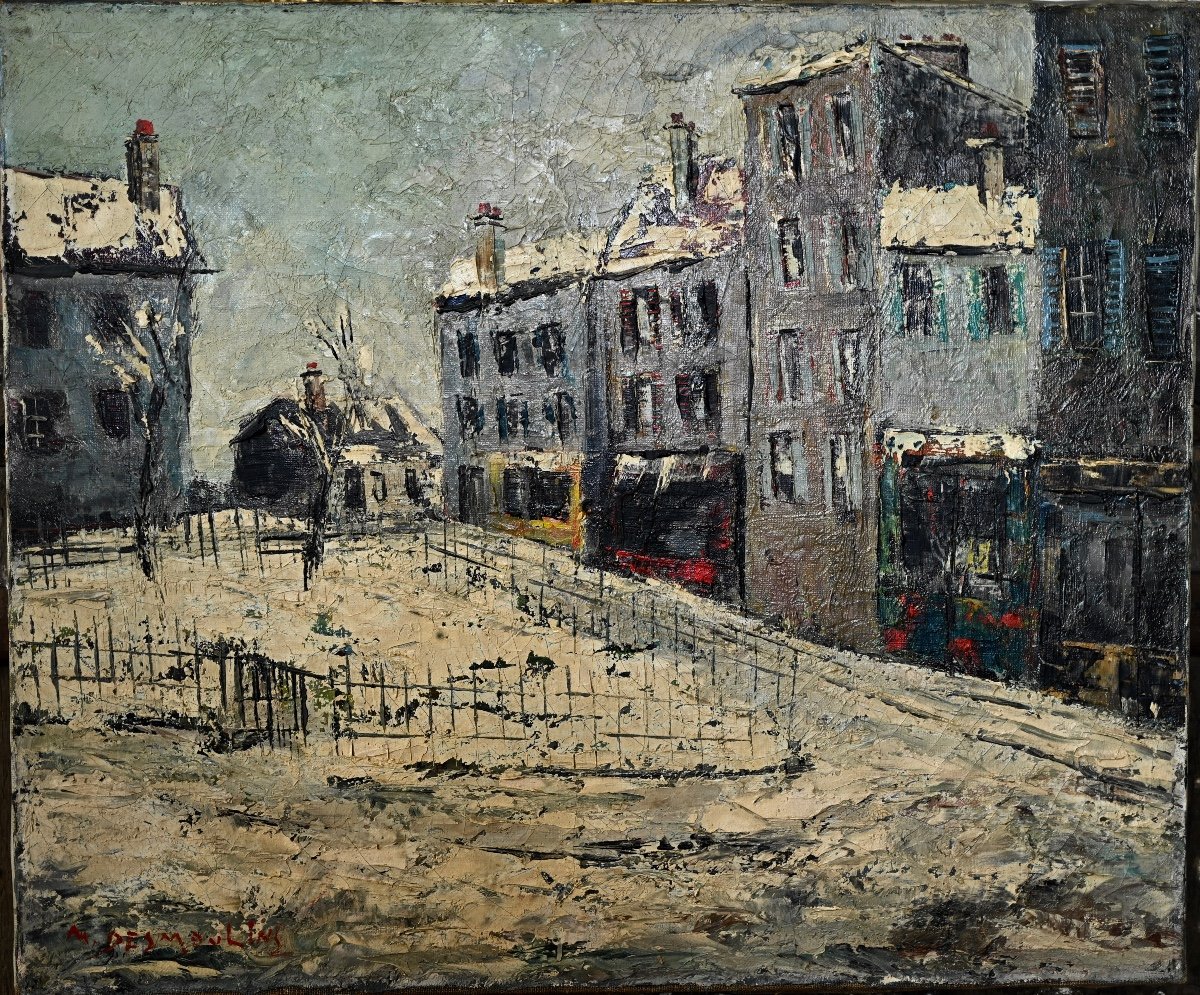 Tableau Hst 1950  "sous La Neige" Montmartre