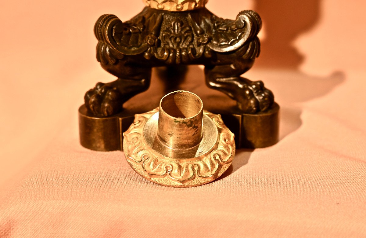 Pair Of 19th Century Bronze Torches-photo-2