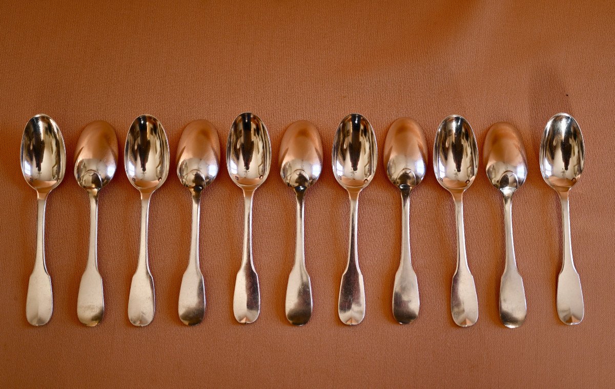 11 Small Plain Silver Spoons-photo-2