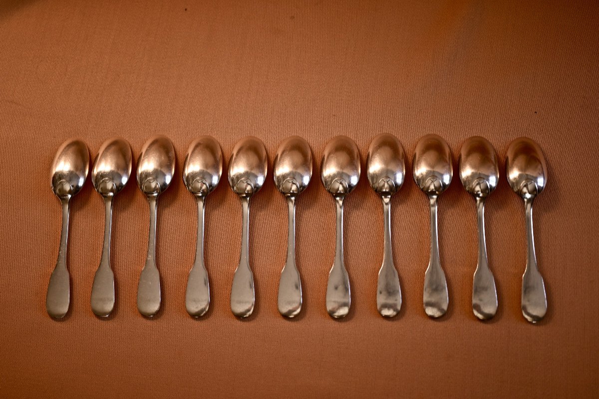 11 Small Plain Silver Spoons