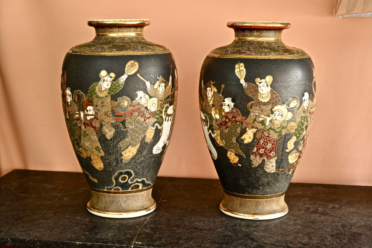 Paire de vases Japonais Satsuma-photo-2