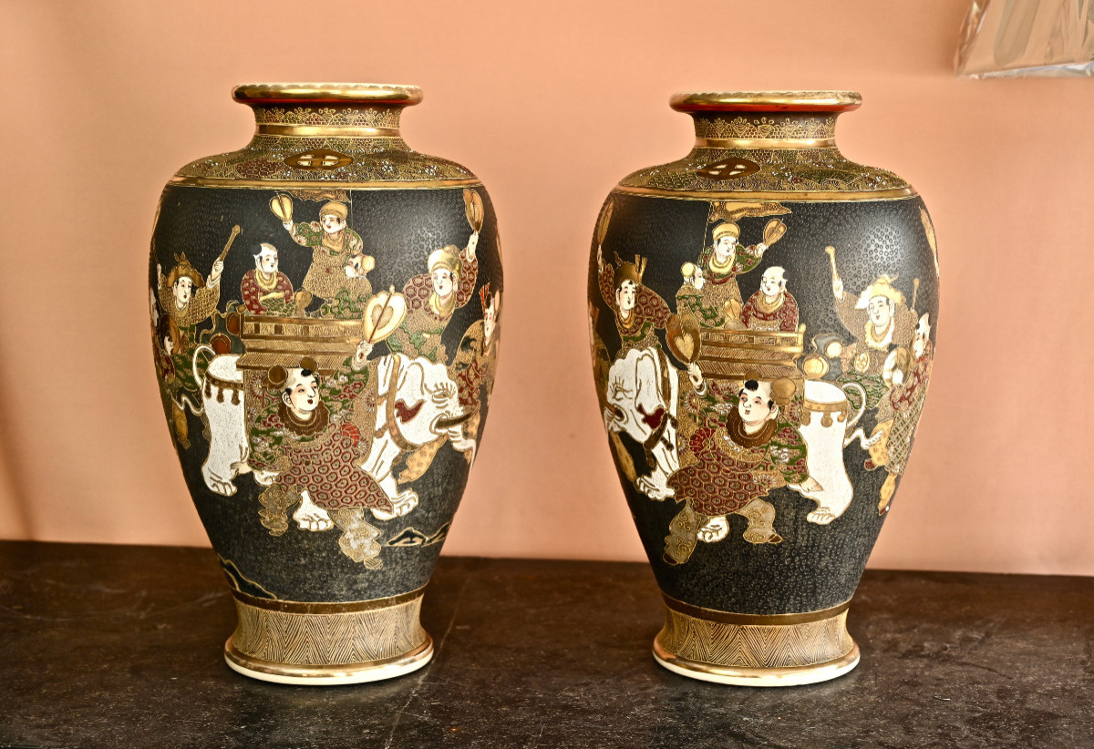 Paire de vases Japonais Satsuma-photo-3