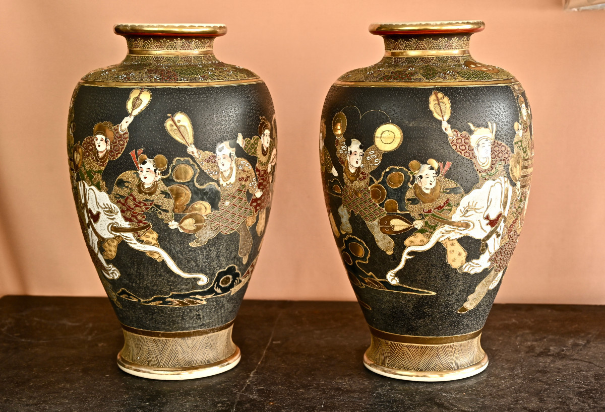 Paire de vases Japonais Satsuma-photo-4
