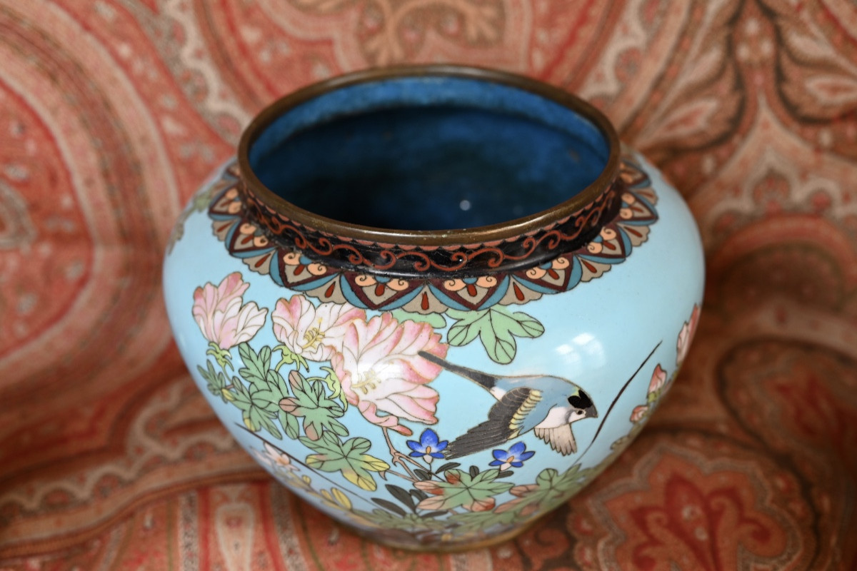 Cache pot cloisonné XIX ème-photo-2