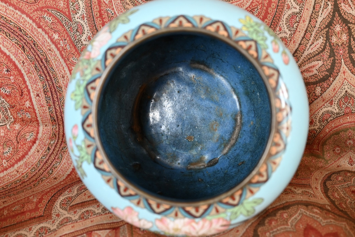 Cache pot cloisonné XIX ème-photo-3