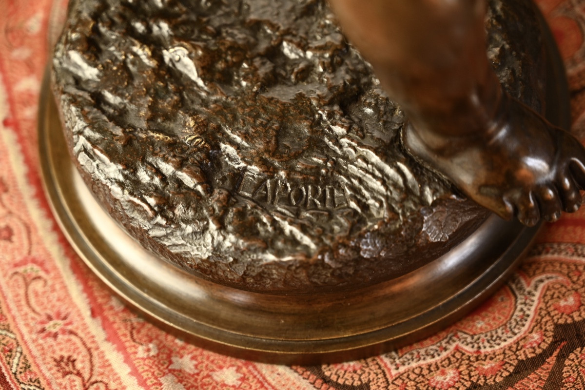 "child With A Rooster" Bronze By Emile Laporte-photo-5