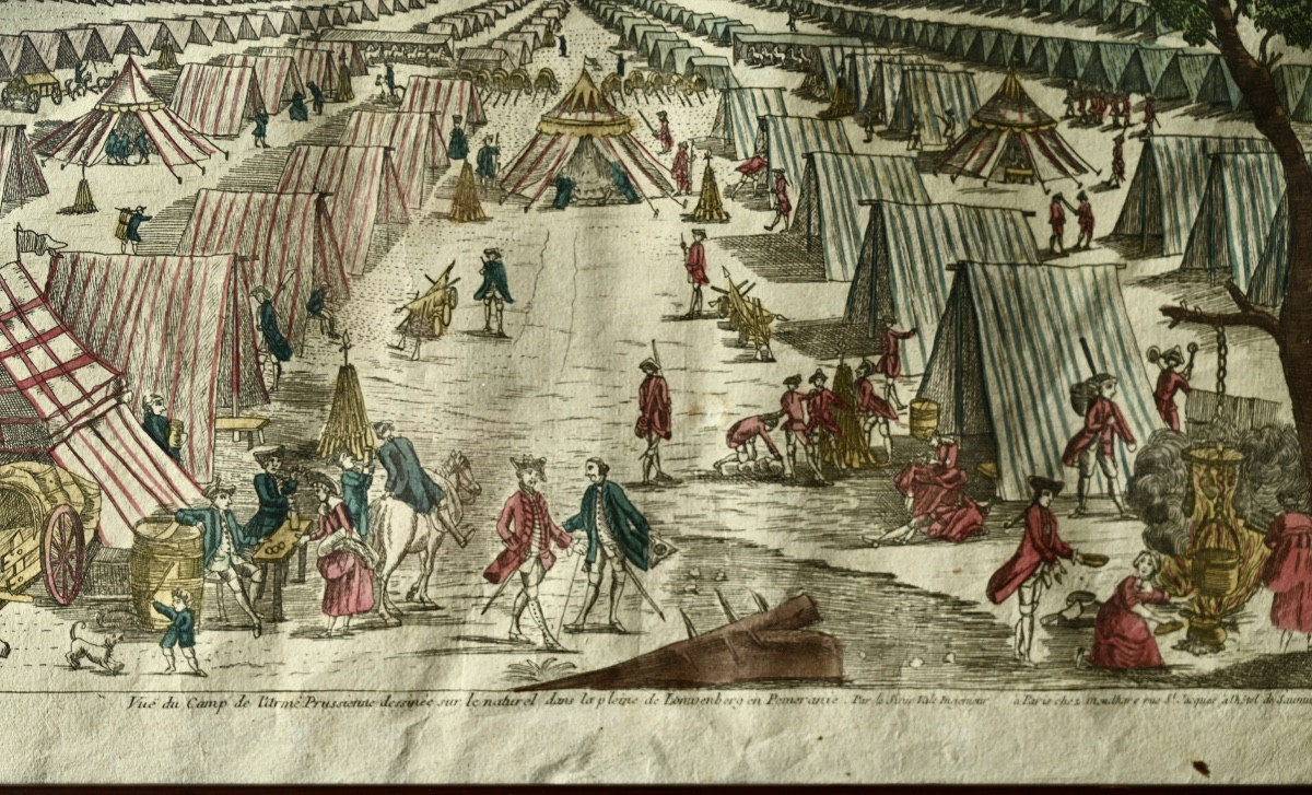 18th Century Optical View Of The Prussian Army Camp In Pomerania-photo-2