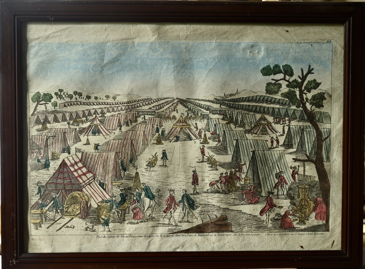 18th Century Optical View Of The Prussian Army Camp In Pomerania