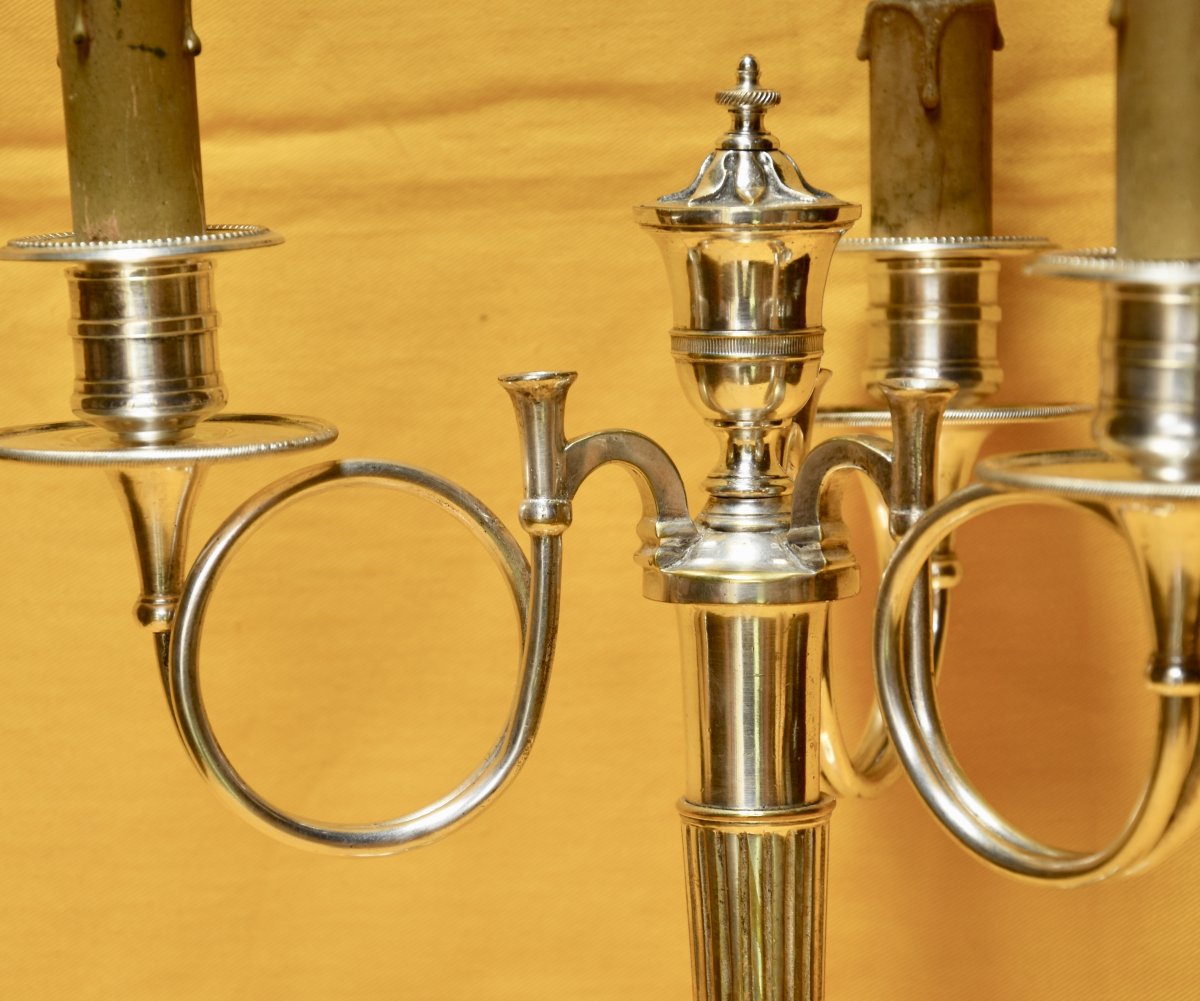 Silver Metal Candelabra Three Lights-photo-3