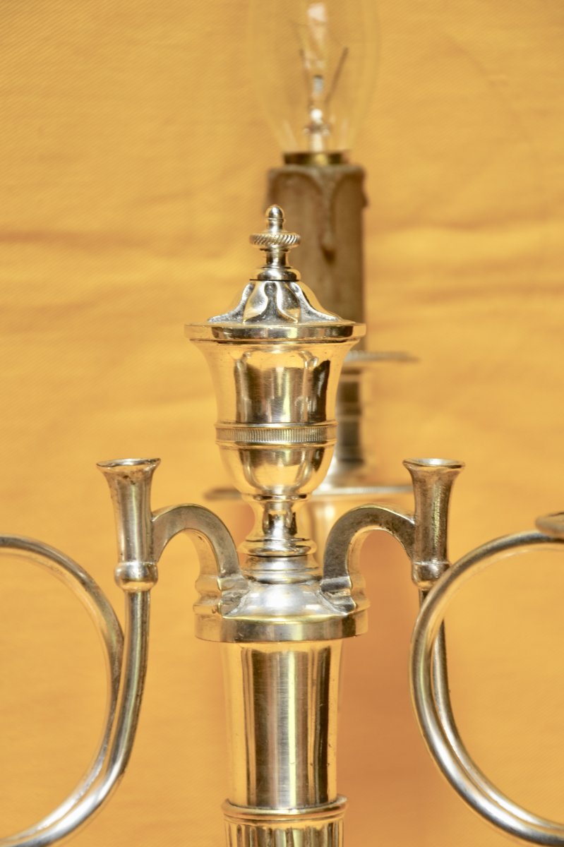 Silver Metal Candelabra Three Lights-photo-4