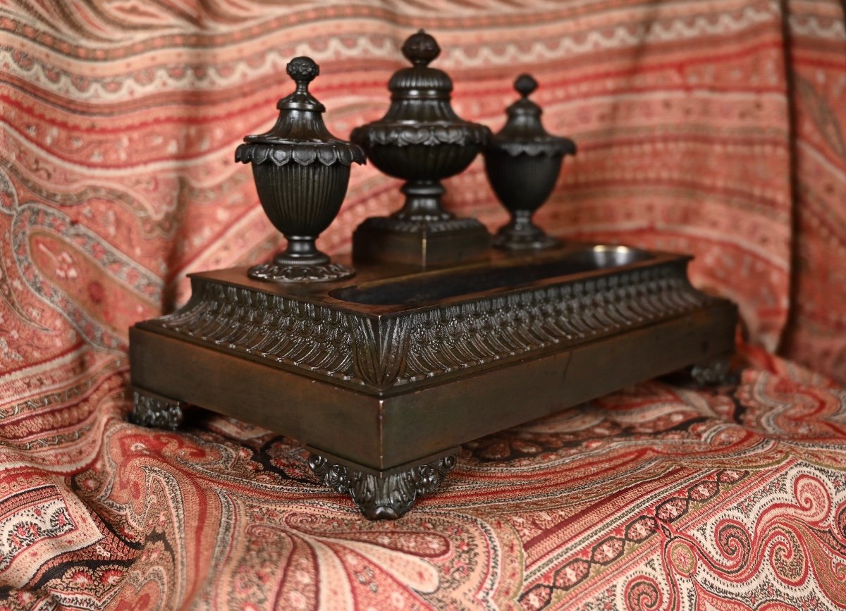 Inkwell In Bronze Restoration Period-photo-4