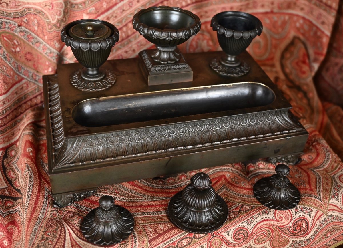 Inkwell In Bronze Restoration Period-photo-3