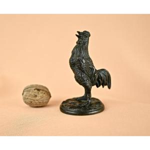 Petit Bronze Coq Chantant