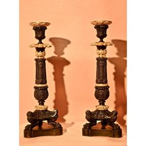 Pair Of 19th Century Bronze Torches