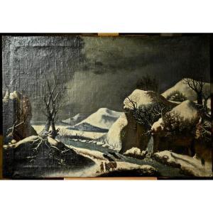 Hst 19th Century Snow Landscape