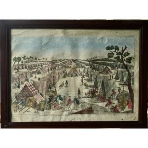 18th Century Optical View Of The Prussian Army Camp In Pomerania