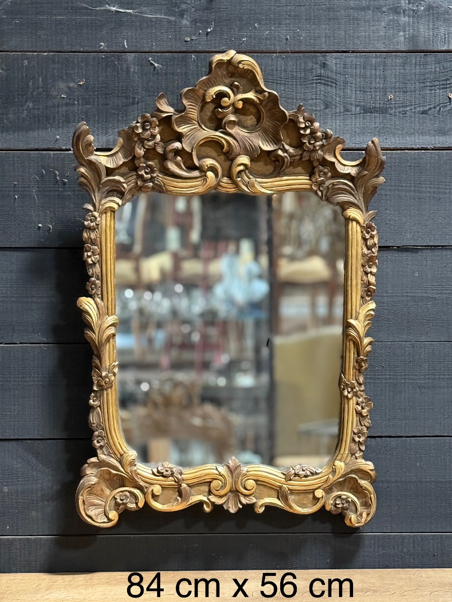 19th Century Gilded Mirror, Carved Wood -photo-1
