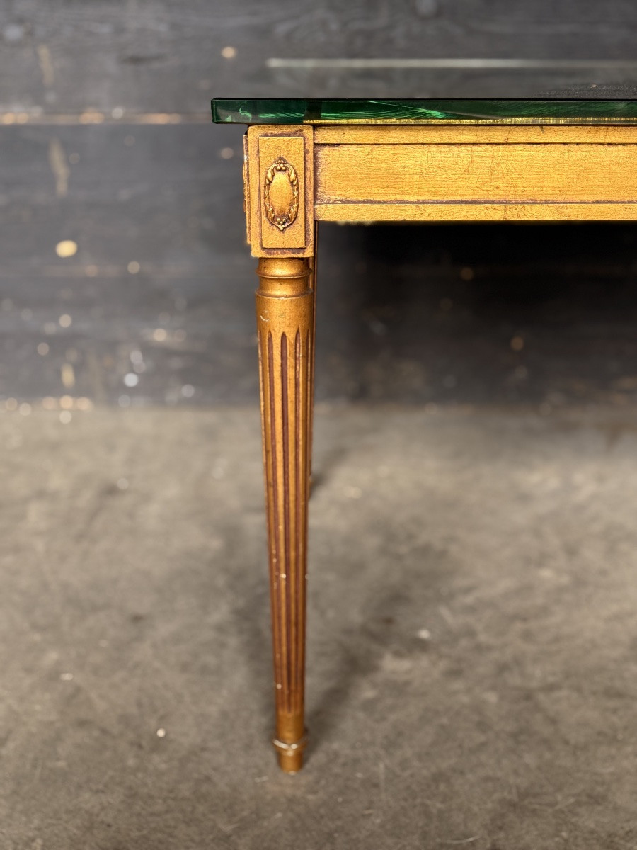Table de salon bois doré et miroir églomisé-photo-2