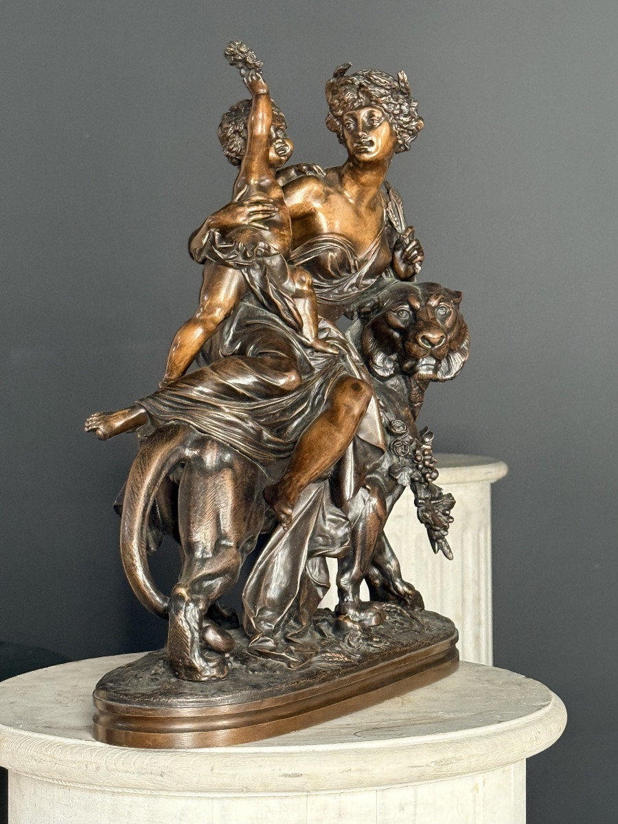 Sculpture en bronze intitulée "Cérès chevauchant un tigre"-photo-3