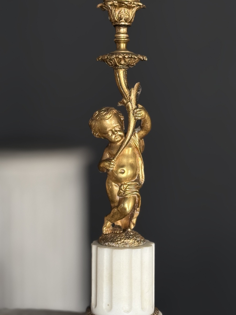 Paire de candélabre en bronze doré -photo-1