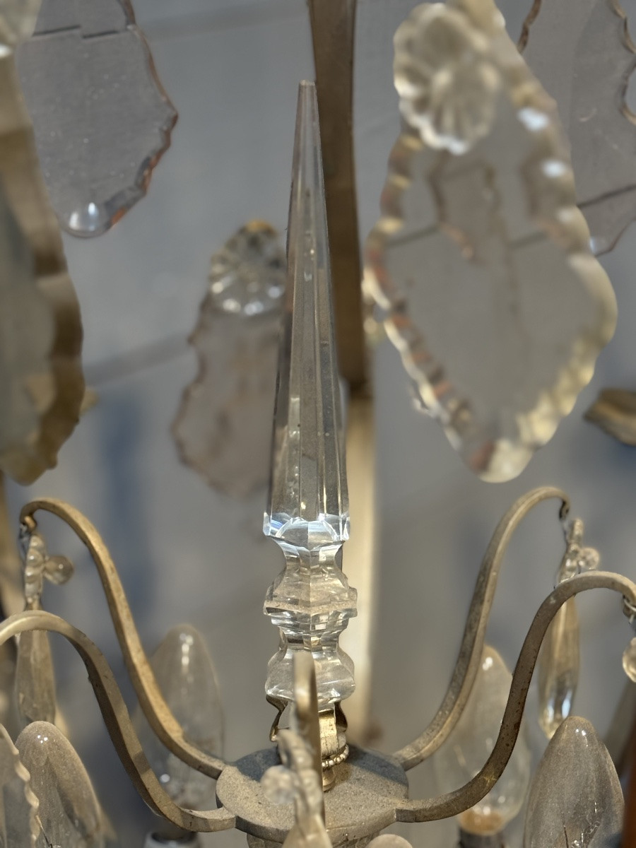 Crystal And Nickel-plated Brass Chandelier-photo-3