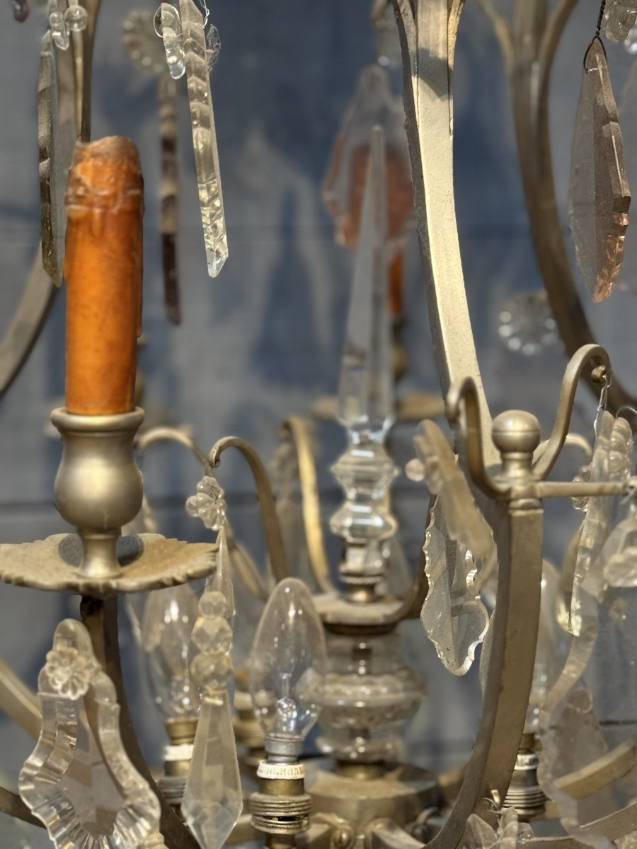 Crystal And Nickel-plated Brass Chandelier-photo-4