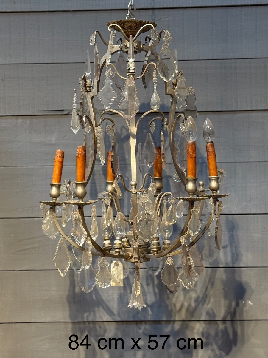 Crystal And Nickel-plated Brass Chandelier-photo-1