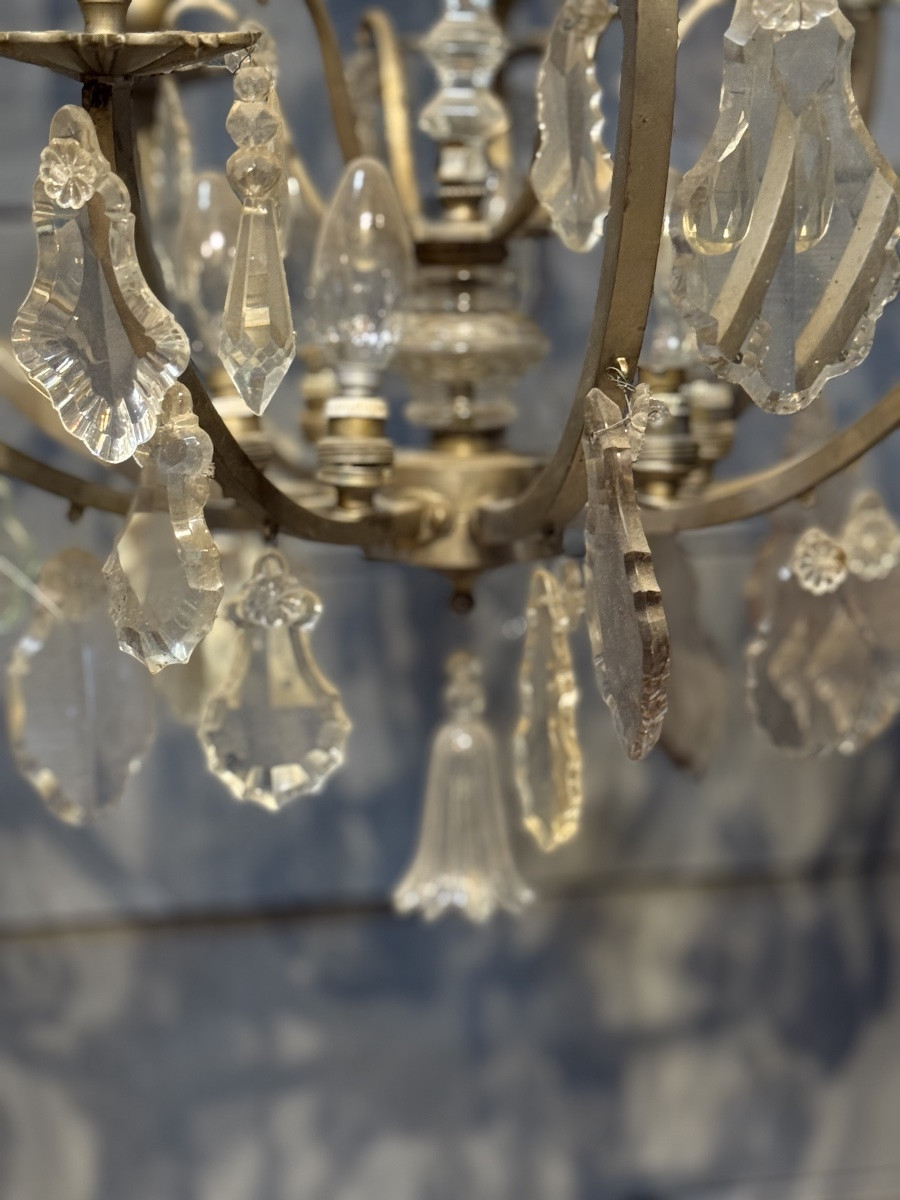 Crystal And Nickel-plated Brass Chandelier-photo-3