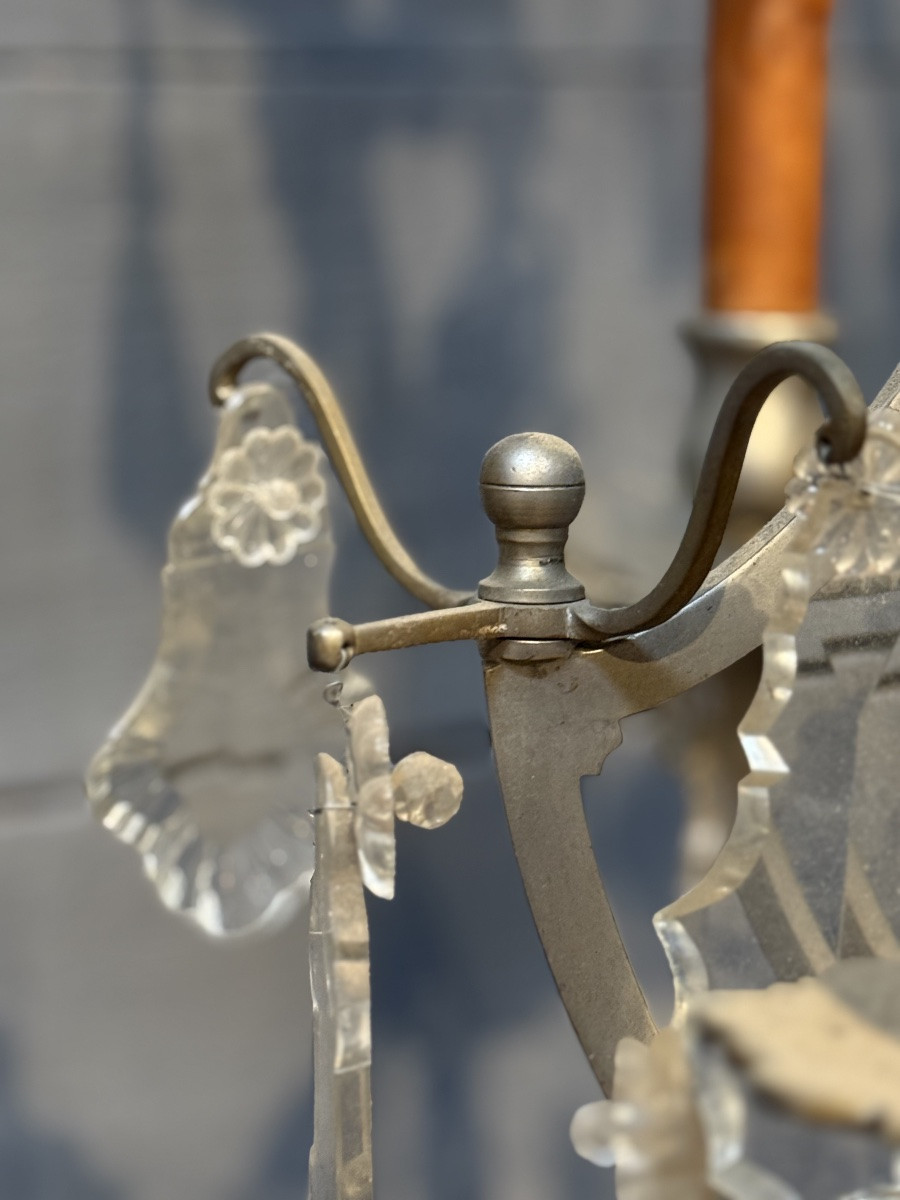 Crystal And Nickel-plated Brass Chandelier-photo-4