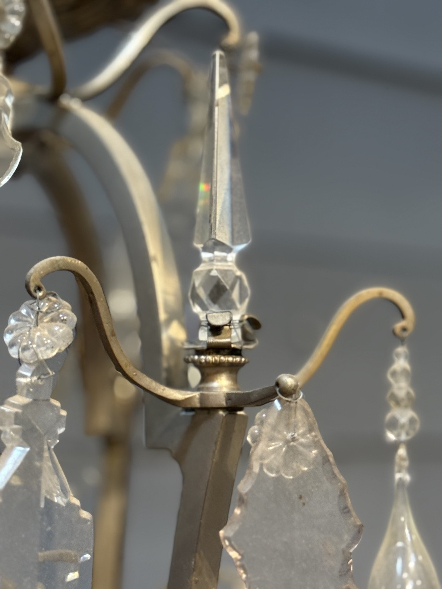 Crystal And Nickel-plated Brass Chandelier-photo-5