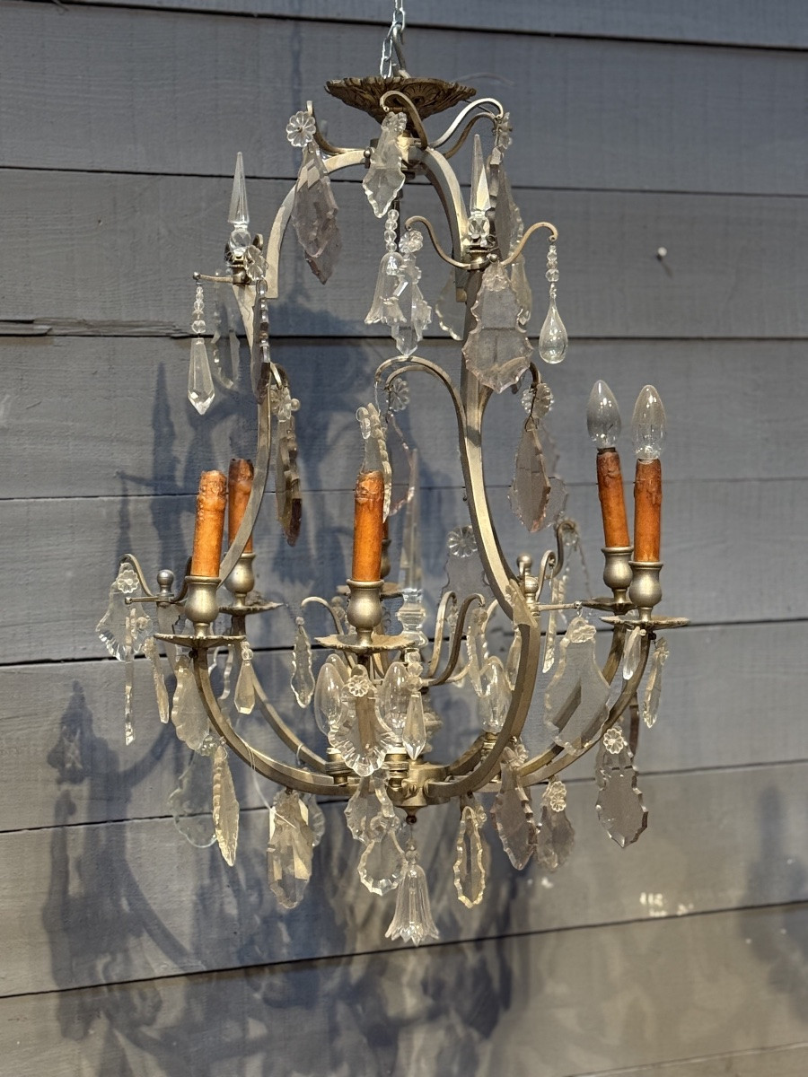 Crystal And Nickel-plated Brass Chandelier-photo-6