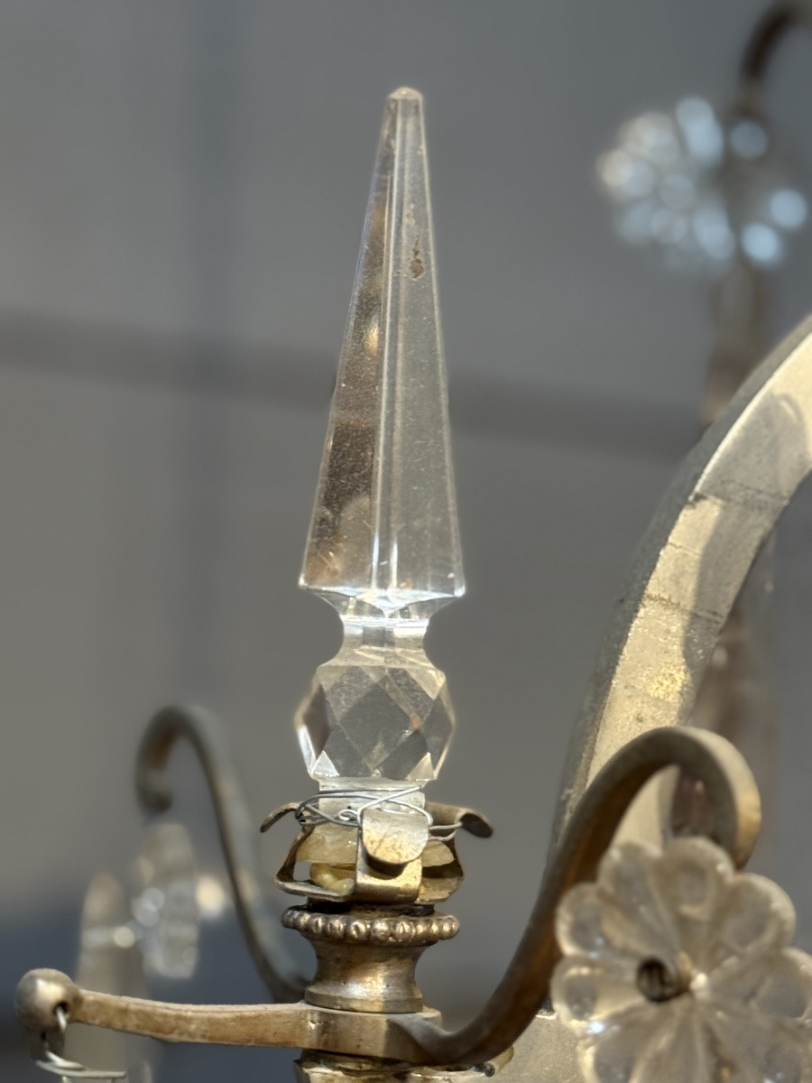 Crystal And Nickel-plated Brass Chandelier-photo-8