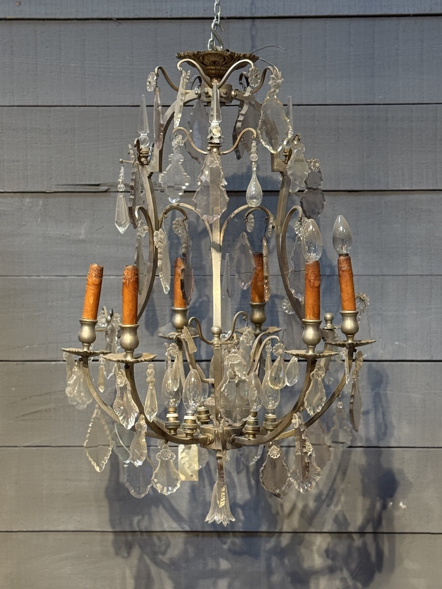 Crystal And Nickel-plated Brass Chandelier