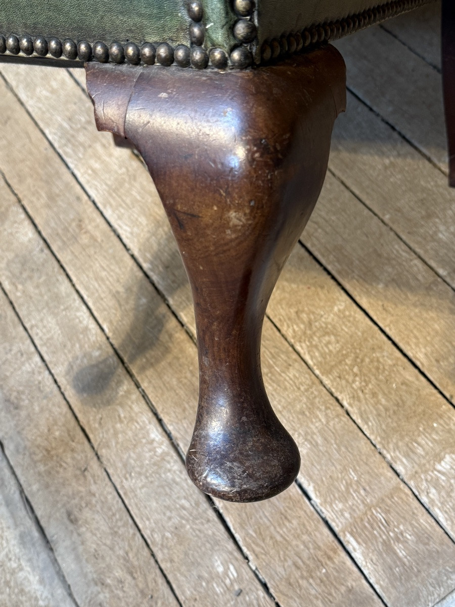 English Green Leather Armchair-photo-4