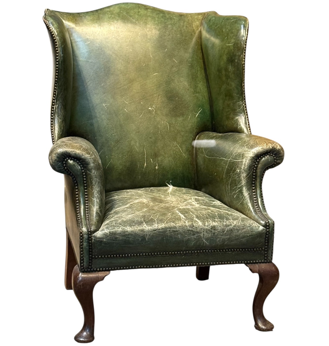 English Green Leather Armchair