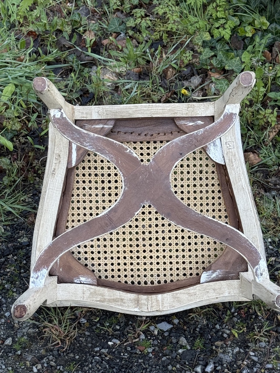 Set Of 8 Weathered, Cane-seated Chairs -photo-3