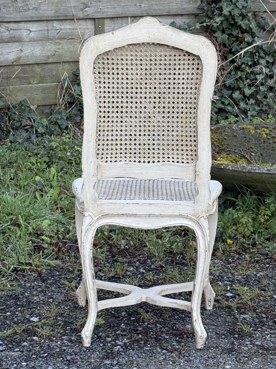 Set Of 8 Weathered, Cane-seated Chairs -photo-3