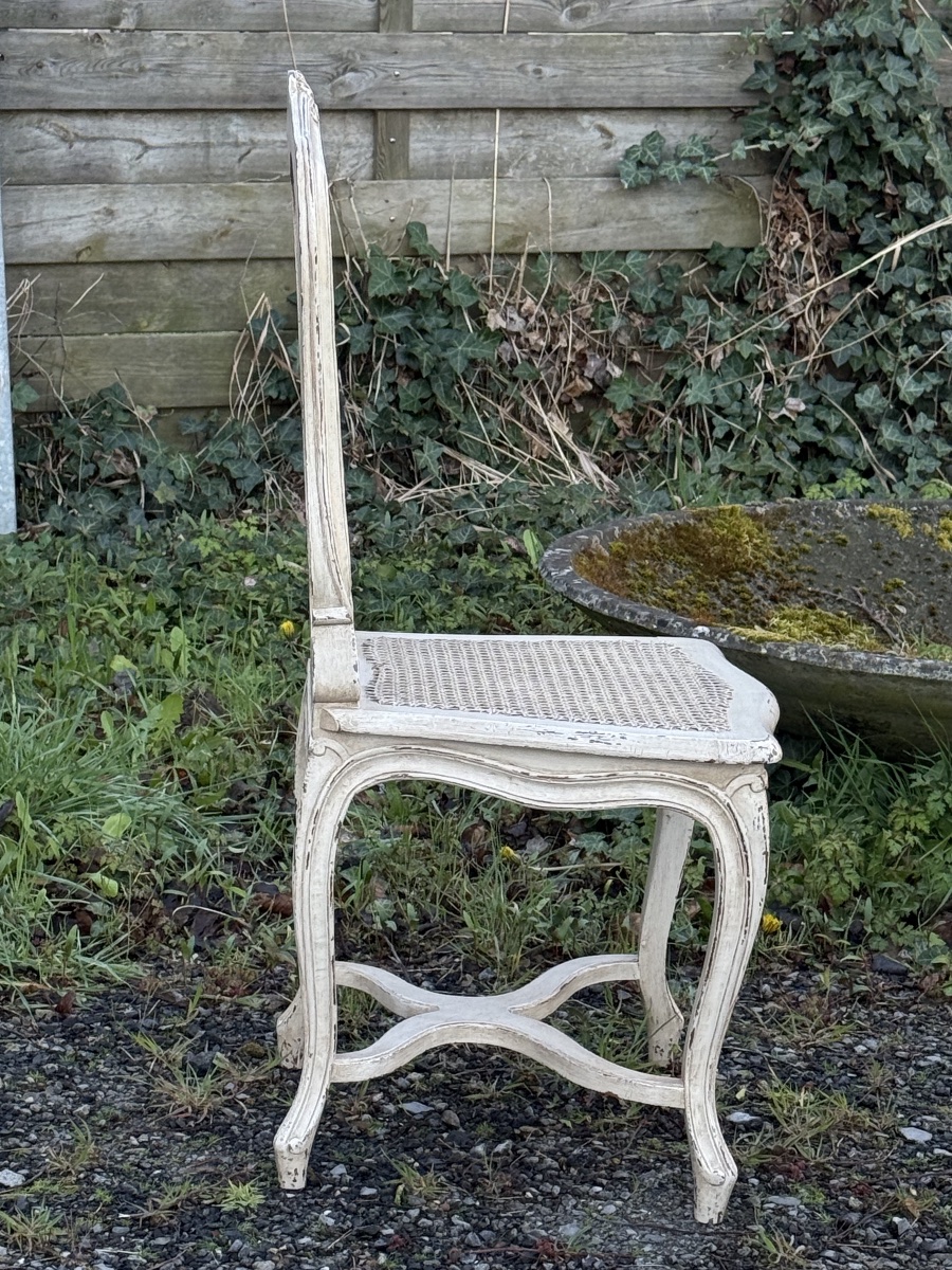 Set Of 8 Weathered, Cane-seated Chairs -photo-4