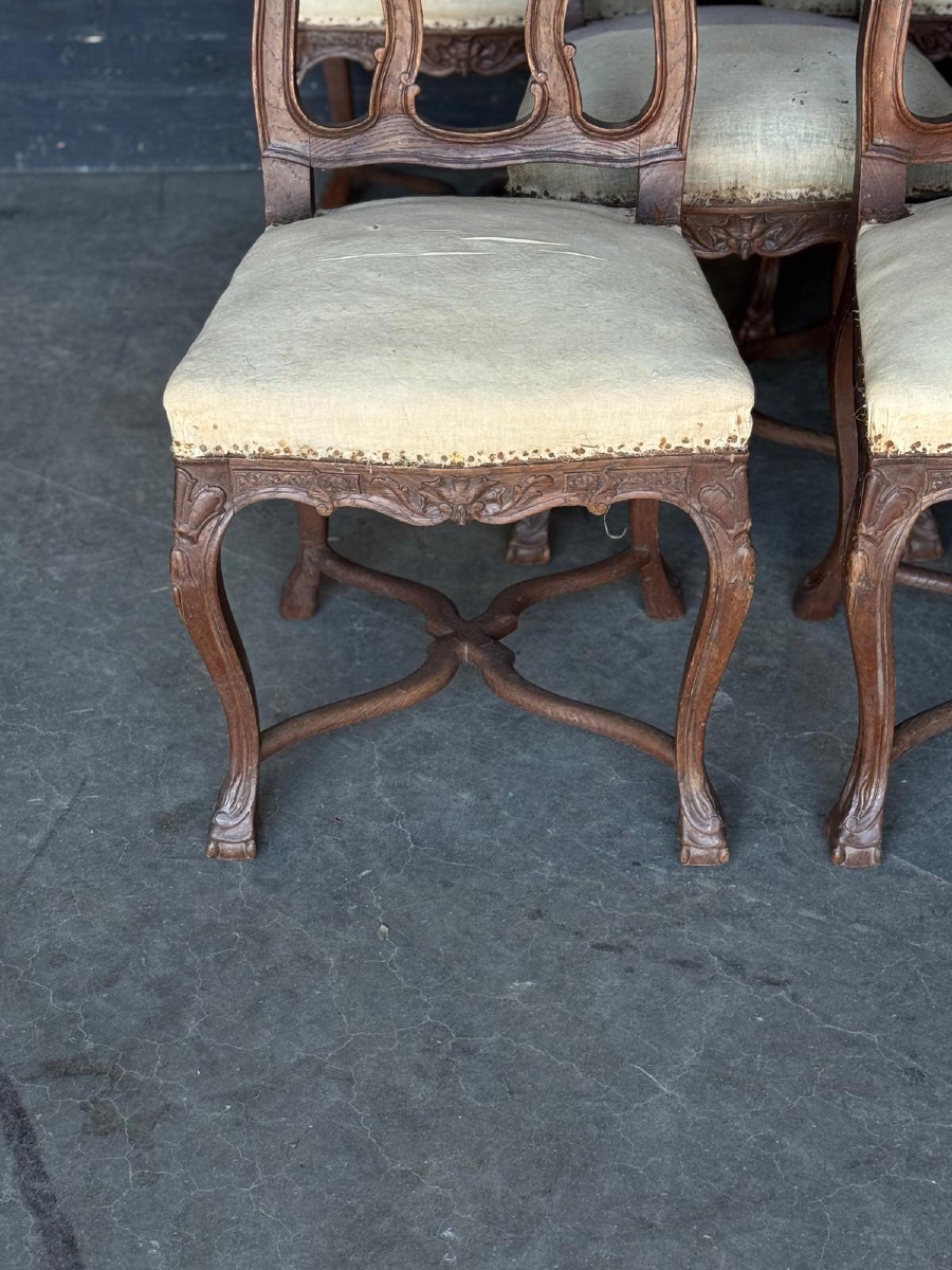 Set Of Eight Louis XV Chairs Made Of Oak -photo-3